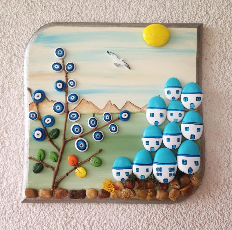 ساخت تابلو با استفاده از سنگ های رودخانه ای