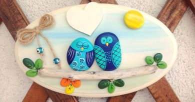 ساخت تابلو با استفاده از سنگ های رودخانه ای