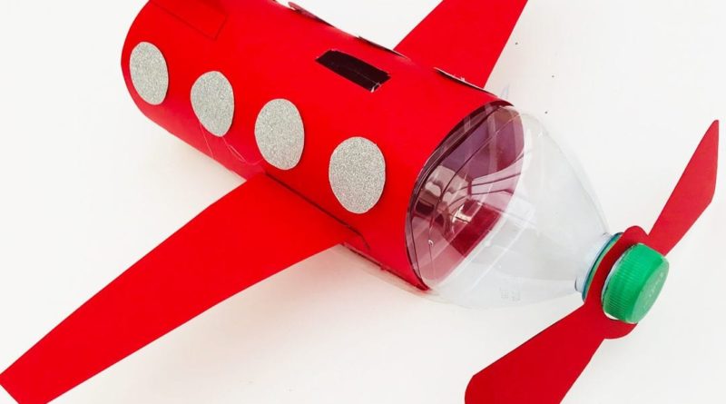 کاردستی کودک قلک هواپیما با بطری